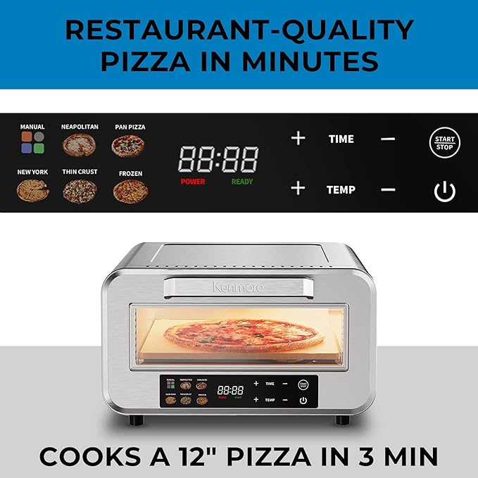 Kenmore indoor pizza oven - personal countertop electric ovens for home kitchen & restaurant, cook solo large 12??nonstick Pizzas horno de
