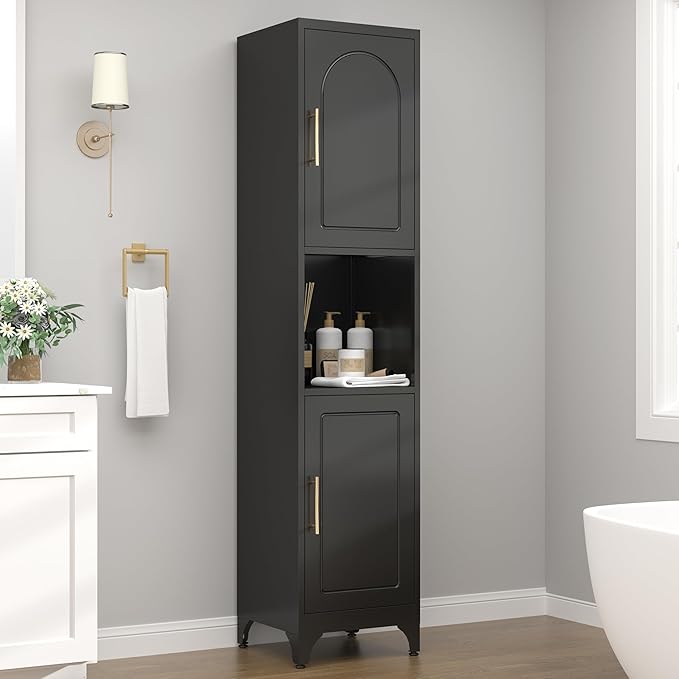 Tall Bathroom Storage Cabinet,Freestanding Storage Cabinet with Doors and Shelves,Slim Bathroom Cabinet,Small Cabinets for Living Room,Pantry