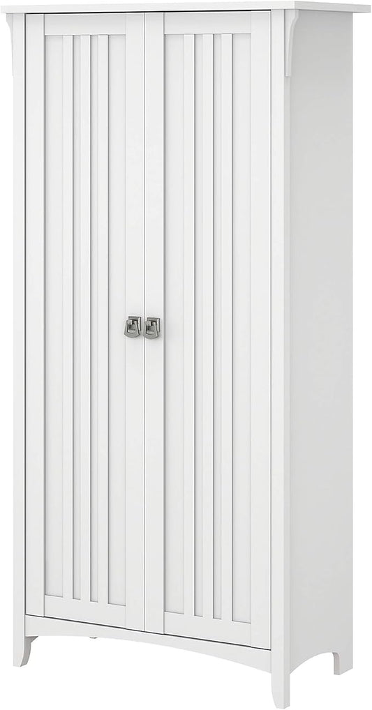 Bush Furniture Salinas Kitchen Pantry Cabinet with Doors in Pure White