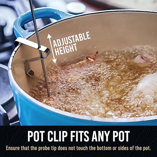 Candy Thermometer with Pot Clip - Deep Fry Oil Thermometer for Frying and Candle Making - Black