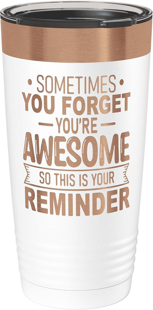 Spotted Dog Company Inspirational Tumbler, Inspirational Gifts for Men Dad Father Wife Sister Women, Birthday For Him Her, You?셱e Awesome Tumbler, Teacher Coworker Gifts 20oz White Copper