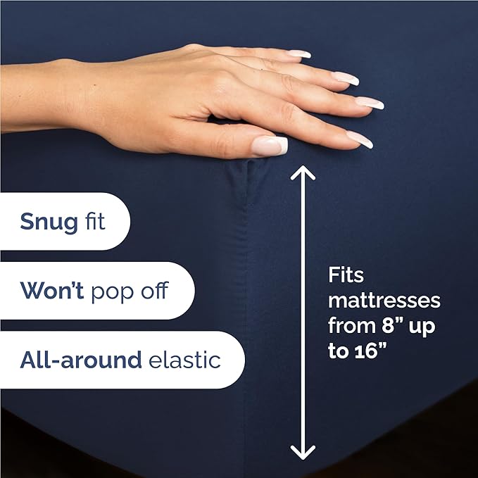 Full 6 Piece Sheet Set - Cooling and Breathable Bed Sheets - Hotel Luxury Bed Sheets for Women, Men, Kids & Teens - Bedding with Deep Pockets & Easy Fit - Soft and Wrinkle Free - Full Navy Blue Sheets