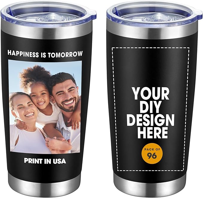 SMLIXE Personalized Coffee Tumbler Print in USA 20oz Stainless Steel Double Wall Insulated Coffee Cup With Text Photo Logo