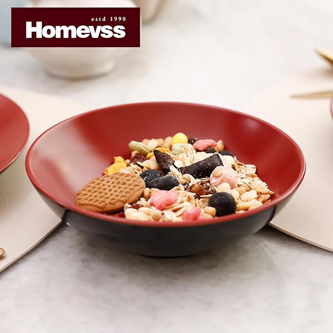 Colors Life 16pc Dinnerware Set竊똕hiny Black and Matte Berry