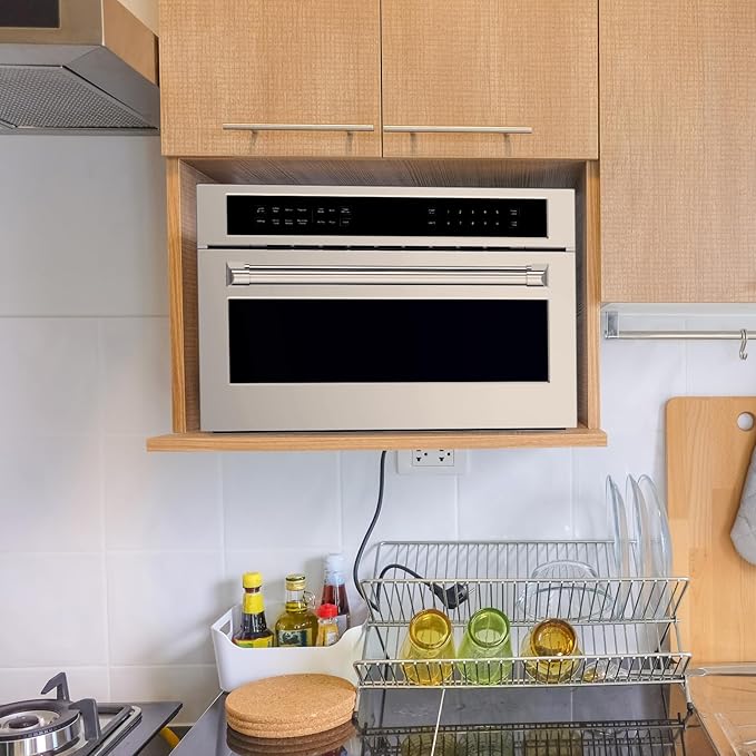 30Inch Microwave Convection Oven, 1.6 Cu. Ft. Built-In Microwave Oven with Air Fryer, Child Safety Lock, Drop Down Door, Touch Control, for Versatile Cooking Solutions