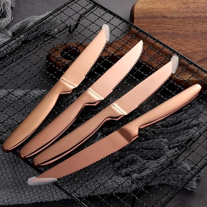 Knives Set, 6 PCS Stainless Steel Steak Knives Set, Sharp Kitchen Knife-Gift for Wedding Gathering Party, Dishwasher Safe