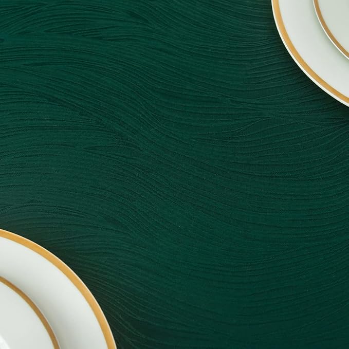 maxmill Jacquard Table Cloth Swirl Pattern Spillproof Wrinkle Resistant Water Proof Heavy Weight Soft Tablecloth for Kitchen Dinning Tabletop, Christmas Parties, Rectangle 60 x 140 Inch, Hunter Green