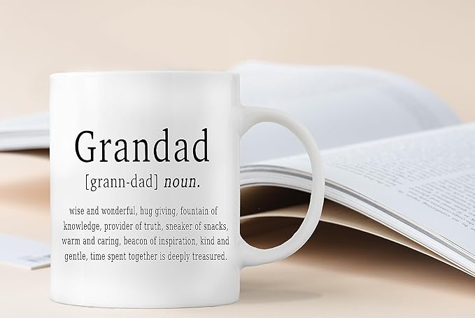 QASHWEY Grandpa Mug, Grandpa Coffee Mug, GrandpaGifts from Grandchildren, Grandad Grandfather Gift, GrandpaBirthday Coffee Cups Ceramic 11oz, Grandad Definition Tea Cup