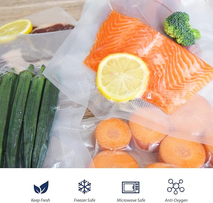 Vacuum Sealer Bags 2 Rolls 11"x50' Commercial Grade Food Saver Bags for Seal a Meal, BPA Free, Heavy Duty, Great for vac Storage, Meal Prep or Sous Vide