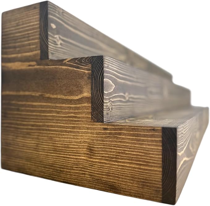Handmade Tiered Display Shelving - Three Tier Bar Display - Bar Organizer - Liquor Bottle Display (42" without Back, Dark Walnut)