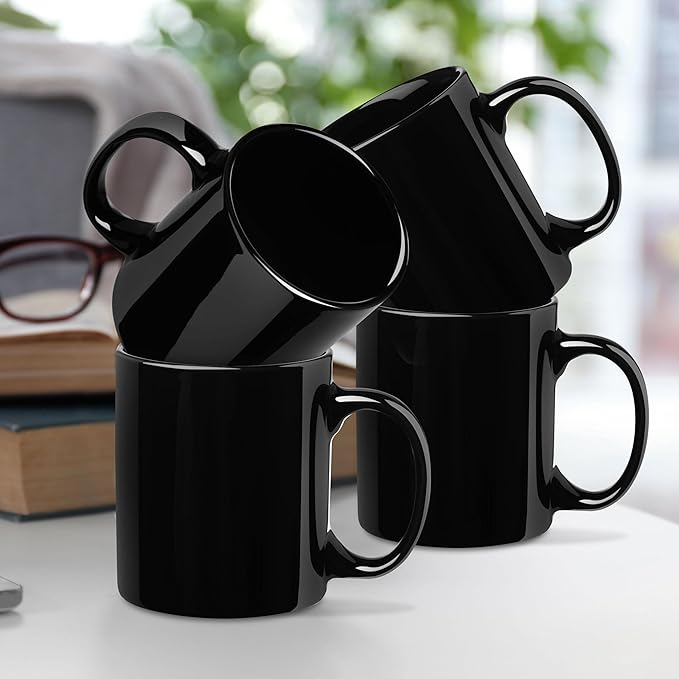 DISCOUNT PROMOS Ceramic Mugs ??11 oz. Set of 10, Personalized Bulk Pack, Perfect for Hot or Iced Drinks, Gaming ??Black