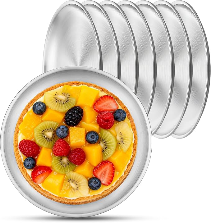 Stainless Steel Plates, 8 Set 6.7 inch Mini 201 Metal Food Serving Plate, Reusable Snack Eating Dishes Round Shatterproof Brushed Finish Dish Silver Dinnerware for Dinner Oven Dishwasher Safe