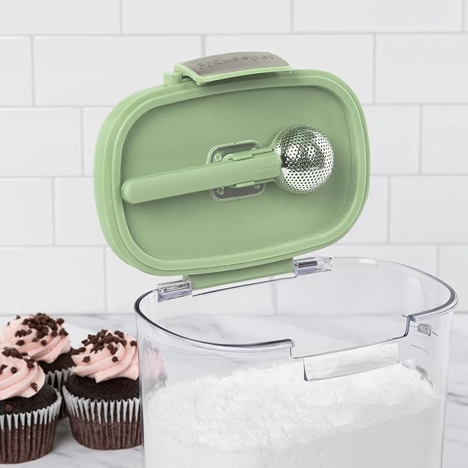 ProKeeper+ Airtight Food Storage Container Set ??Clear Plastic Flour and Sugar Canister Set with Magnetic Accessories for Kitchen Organization (Pistachio, 9-Piece)