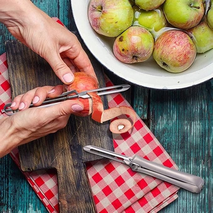 Aniso Kitchen vegetable peeler Stainless steel rotary peeler for vegetable and carrot fruit竊똷ith ergonomic safety and control handle-Dishwasher Safety