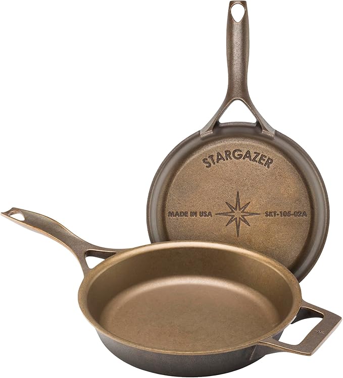 Stargazer 10.5-Inch Cast Iron Skillet | Made in USA, Seasoned, Premium Frying Pan for Grilling, Searing, Baking & More ??Durable Cast Iron with Smooth Cooking Surface