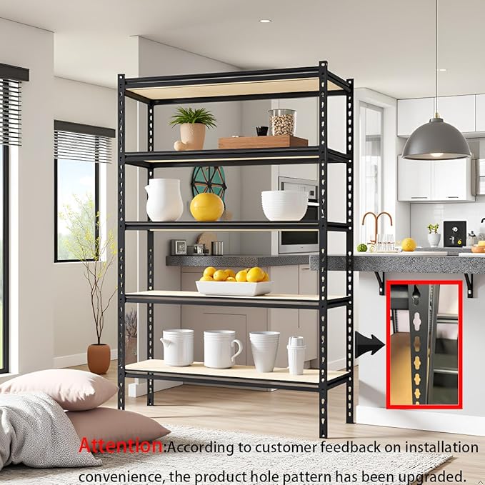 Storage Shelving Unit Heavy Duty Garage Shelves Metal Organizer Utility Rack for Kitchen Pantry Basement Pantry Warehouse Laundry 5 Tire 60" H x 28" W x 12" D 2000LBS