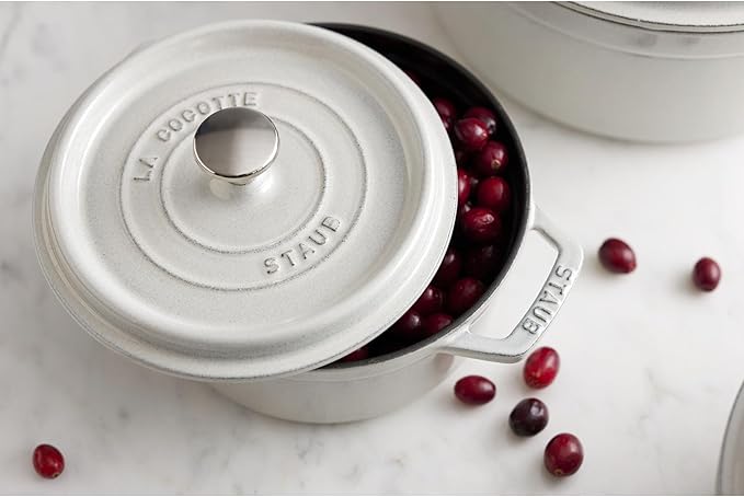 staub La Cocotte Round 40501-412 Pico Cocotte Round Campagne 9.4 inches (24 cm) Large, Both Handed Castings, Enameled Pot, Induction Compatible, Japanese Authentic Product with Serial Number