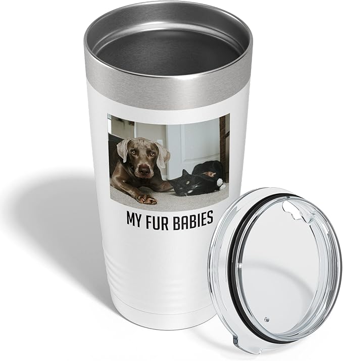 Personalized 20oz (17 Colors) Photo Picture Printed Insulated Stainless Steel Powder Coated Tumbler with Lid ??Customized Mother's Day Gift Gift for Him Men, Custom Coach Gifts Team Mom Dad (White)