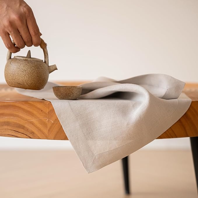 KNOKNO Handmade Organic Hemp Napkins ??Set of 4, 18 x 18 Inches | Premium Artisan Table Linens, Sustainable 4-Month Growth Hemp, Durable & Soft for Christmas,Thanksgiving,New Year