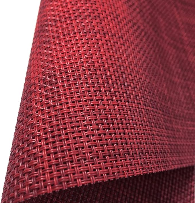 WAZAIGUR Placemats Easy to Clean Crisscross Woven Vinyl Place Mats Durable Non-Slip Heat Resistant Table Mats Placemats for Kitchen Table Set of 4,Red