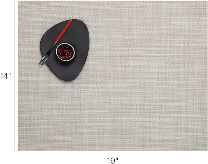 Chilewich Basketweave Placemats in Khaki - Set of 4 - Easy Care Woven Tabletop Textiles - Indoor/Outdoor - 19" x 14" Rectangle