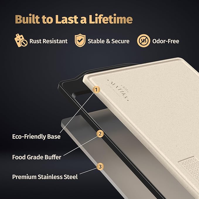 Matiks Stainless Steel Cutting Board Set - 16?씳?1??Large Double Sided Dishwasher Safe Metal Cutting Board for Kitchen ??Ideal for Chopping Meat & Veggies - Christmas Gift & Housewarming Gifts New Home