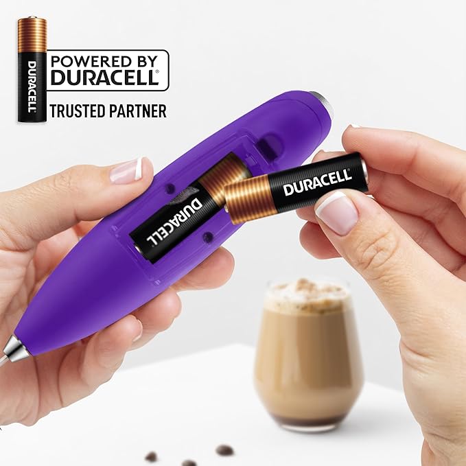 Zulay Kitchen Patented Tornado Triple Whisk Milk Frother with 4 Duracell Batteries ??Handheld Foam Maker for Coffee, Lattes, Matcha & Hot Chocolate ??Rich, Creamy Froth in Seconds