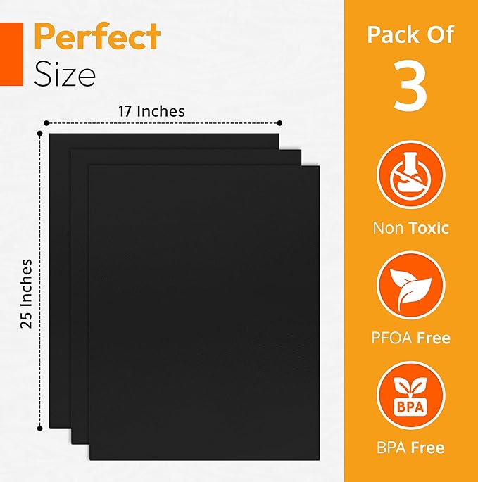 Heavy Duty Oven Liners for Bottom of Oven, Non Stick Teflon Liners for Electric or Gas Ranges, Reusable Mats for Electric Gas Microwave or Grill, BPA & PFOA Free Spill Guard, Kitchen Accessory