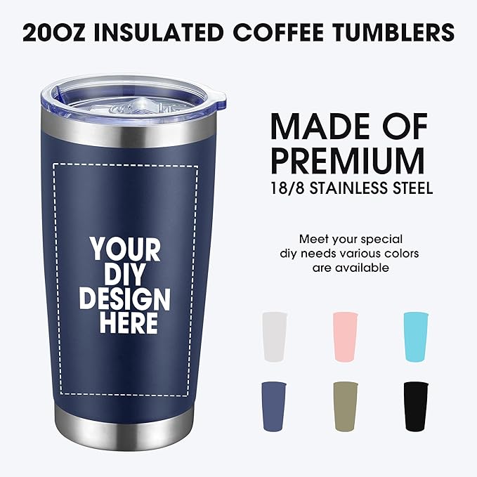 SMLIXE Personalized Coffee Tumbler Print in USA 20oz Stainless Steel Double Wall Insulated Coffee Cup With Text Photo Logo