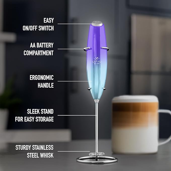 Zulay Kitchen Executive Series Luxury Gift Milk Frother ??Handheld Electric Foam Maker for Coffee, Lattes & Hot Chocolate ??Deluxe Finish, Ideal Gift for Coffee Lovers