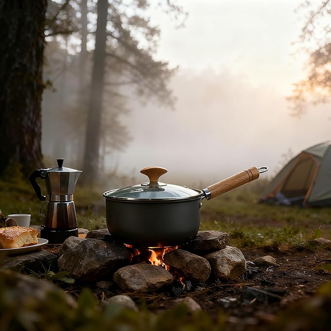 Tianium Sauce Pot with Lid,Nonstick 2.0 Quarts Small Pot With Handle,Pure Titanium Non-Coating Small Kitchen Cooking Pot, Light Weight,Easy to clean.