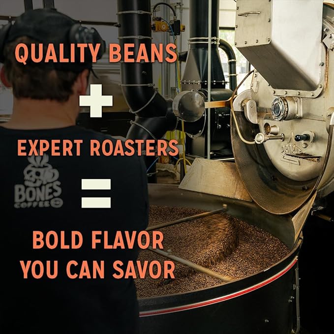 Bones Coffee Company Fallout Mojave Mocha, Mocha Flavored Coffee, Medium Roast Low Acid Arabica Beans Compatible with Auto drip and French Press Coffee Maker, 12 Oz Ground
