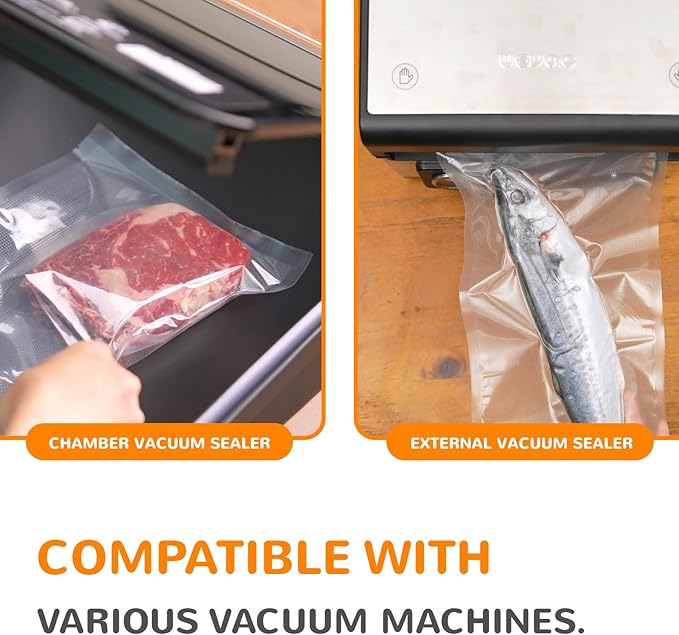 Wevac 8??x 150??Food Vacuum Seal Roll Keeper with Cutter, Ideal Vacuum Sealer Bags for Food Saver, BPA Free, Commercial Grade, Great for Storage, Meal prep and Sous Vide (8" x 150')