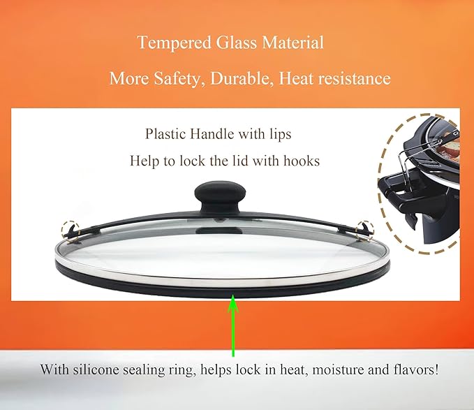 Oval Slow Cooker Lid with Sealing Ring and Clips Compatible for Hamilton Beach 6Qt Slow Cooker 33969ï¼?3866,33861
