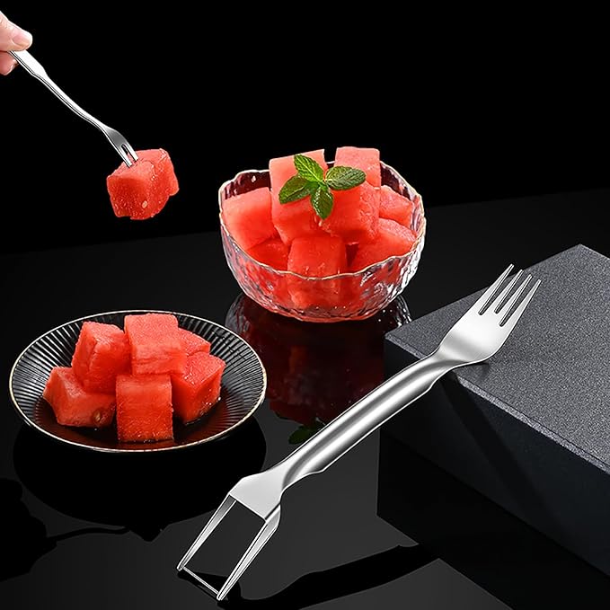 Watermelon Cutter ??2025 Upgraded Stainless Steel 2-in-1 Fork Slicer Tool | Portable & Multi-Functional for Effortless Fruit Slicing at Home, Parties, Camping & Kitchen Use (2, B)