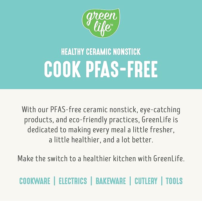 GreenLife 3.5QT Slow Cooker, PFAS-Free Non-Toxic Ceramic Nonstick Removable Interior Bowl, Programmable, Keep Warm, Stovetop & Oven Safe, Dishwasher Safe Crock, Glass Lid, Turquoise