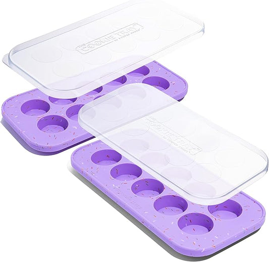Souper Cubes Silicone Cookie Dough Freezer Tray - Perfect for Freezing and Storing Cookies, Mini Chocolates, Mini Egg Bites, Peanut Butter Cups and More - Lavender With Sprinkles - 2-Pack