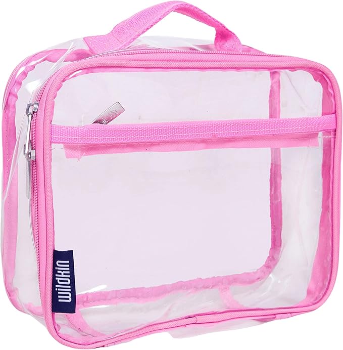 Wildkin Kids Insulated Lunch Box ??Durable and Reusable for School & Travel - Clear w/Pink Trim