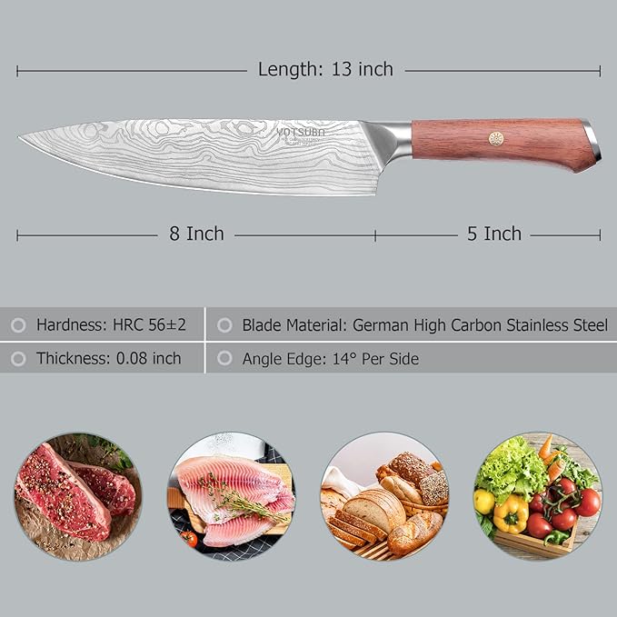 YOTSUBA Chef Knife-8 Inch Japanese Gyuto Kitchen Knife Chef?셲 Knife German High Carbon Stainless Steel Ergonomic Handle Essentials Sharp Gifts for Mom&Dad With Premium Gift Box