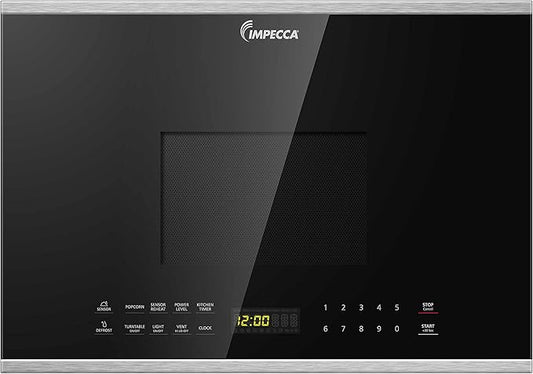 Impecca 24-inch Over the Range Microwave Oven with 2-Speed Vent System, LED Lighting, Child Safety Lock, Auto Defrost Function, 1.4-Cub.Ft/1000W Capacity, Stainless Steel, 6 Pre-Set Menus Included
