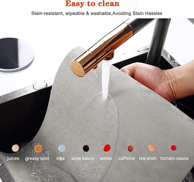 Bxzandya Vinyl Placemats Set of 4 Heat Resistant Easy Clean Non-Slip Place Mats for Dining Table Faux Leather Waterproof Stain Resistant Wipeable Washable PVC Table Mats(4, Light Gray)