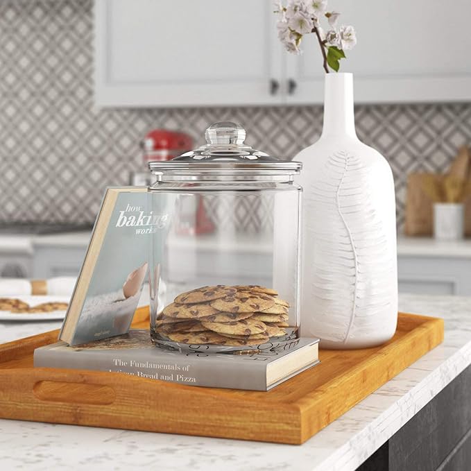 Le?셱aze 3pc Canister Sets for Kitchen Counter + Labels & Marker - Glass Cookie Jars with Airtight Lids - Food Storage Containers with Lids Airtight for Pantry - Flour, Sugar, Coffee, Christmas gift.