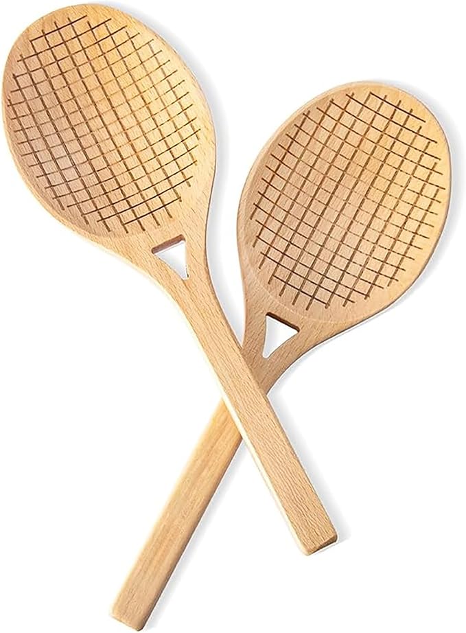 Fox Run Beechwood Tennis Racket Salad Servers, Set of 2 Salad Utensils