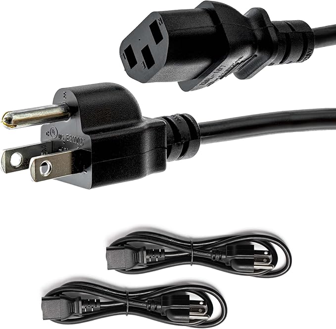 Rebuild Skills 3ft (1m) - 2 Pack, Hot Instant Pot Power Cord, Soy Milk Maker, Printer Power Cord, PC Power Supply Cable, Monitor Power Cable, TV Cord - UL Listed NEMA 5-15P to C13, 10A 125V, 18AWG