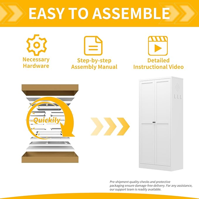 Metal Pantry Cabinet, Kitchen Pantry Storage Cabinets with 2 Door and 4 Adjustable Shelves, Utility Metal Storage Cabinet for Home, Living Room, Pantry (White)