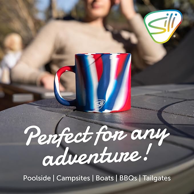 Silipint 16oz Silicone Coffee Mug ??Unbreakable Dishwasher Safe Microwave Oven & Freezer Compatible Travel Mug ??Non-Toxic Reusable Cup for Hot Coffee Tea or Cold Drinks (The Patriot)