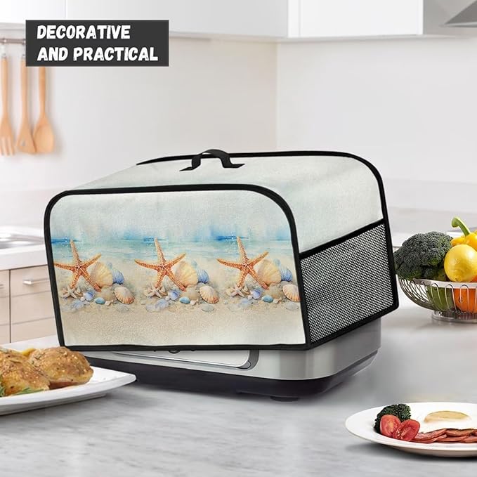 Beach Conch Starfish Cover for 6-8 Quart Oval Slow Cooker Cover Wear Resistant Washable with Mesh Pocket Fancy Home Inspriation