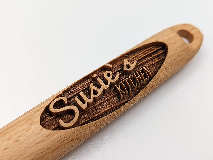 Personalized Engraved Wooden Spoon ??Custom Name & Kitchen Script | Solid Beech Wood Cooking & Baking Gift