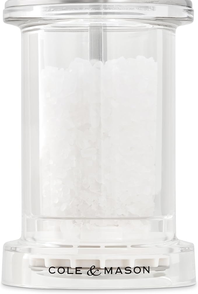 Cole & Mason 675 Refillable Spice Mill - Kitchen & Home Accessory - Salt & Pepper Grinder Set - Salt & Peppercorn Included - Acrylic - Salt & Pepper Set 4.5"