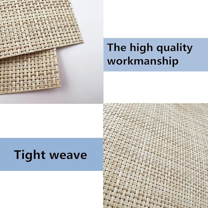 WAZAIGUR Placemats,Easy to Clean Crisscross Woven Vinyl Place Mats Durable Non-Slip Heat Resistant Table Mats,Placemats for Kitchen Table (Beige, 6)